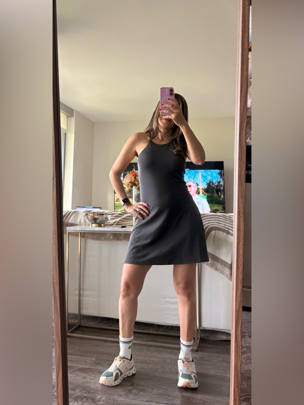 Girlfriend Collective Charcoal Halter Mini Dress